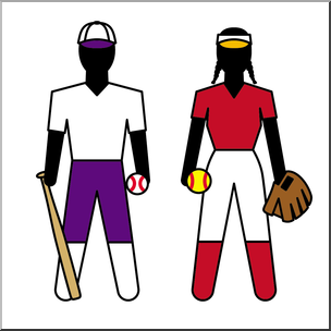Clip Art: Athletes: Baseball/Softball Color