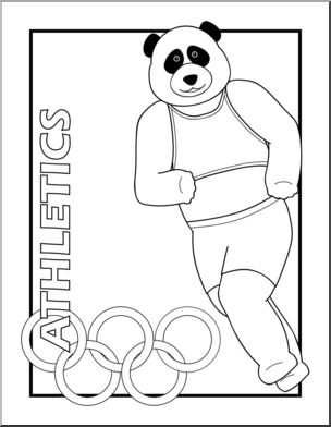 Clip Art: Cartoon Olympics: Panda Athletics B&W