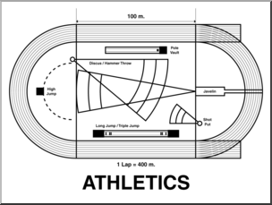 Clip Art: Playing Fields: Athletics B&W