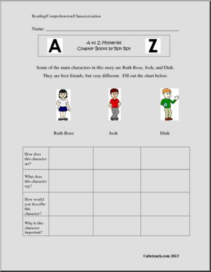 A to Z Mysteries; A to Z Characterization Page Book