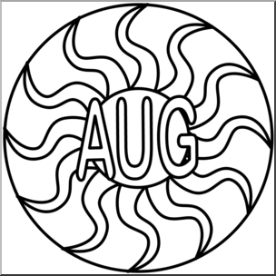 Clip Art: Month Icon: August B&W