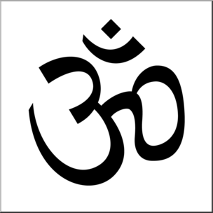 Clip Art: Religious Symbols: Aum B&W