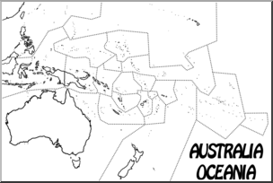 Clip Art: Australia and Oceania Map B&W Unlabeled