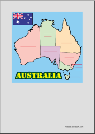 Map: Australia – label the regions (color)