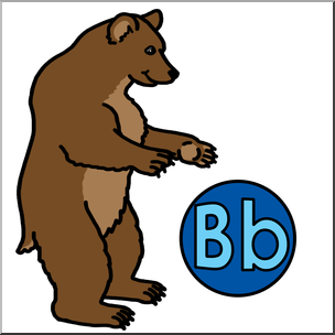 Clip Art: Alphabet Animals: B – Bear Bounces a Ball Color