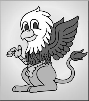 Clip Art: Baby Griffin Grayscale