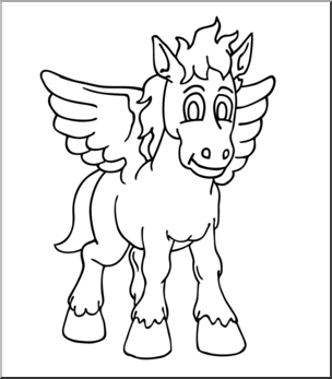 Clip Art: Baby Pegasus B&W