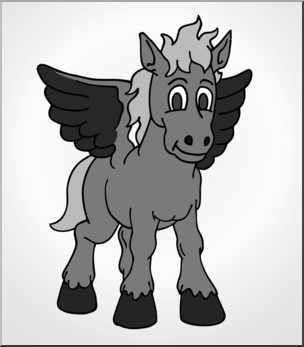 Clip Art: Baby Pegasus Grayscale