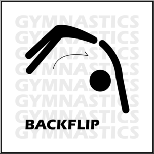 Clip Art: Gymnastics: Back Flip B&W