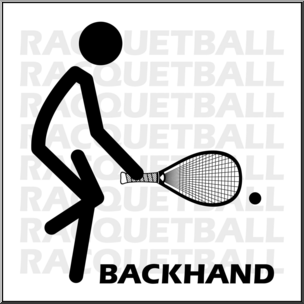 Clip Art: Racquetball Backhand B&W