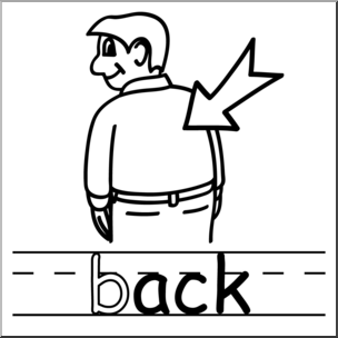 Clip Art: Basic Words: -ack Phonics: Back B&W