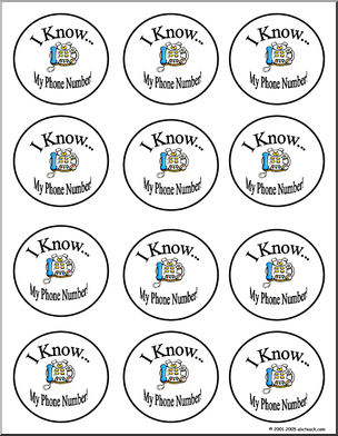 Small Badges:  “I Know My Phone Number”