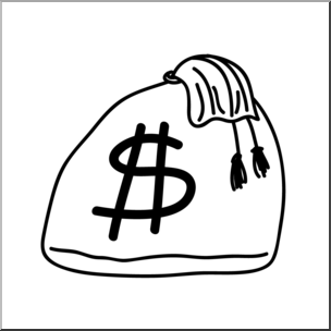 Clip Art: Bag of Money B&W