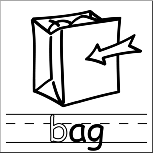 Clip Art: Basic Words: -ag Phonics: Bag B&W