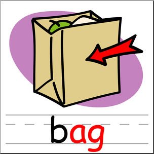 Clip Art: Basic Words: -ag Phonics: Bag Color
