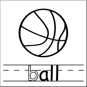 Clip Art: Basic Words: -all Phonics: Ball B&W