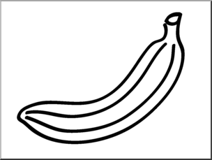 Clip Art: Basic Words: Banana B&W Unlabeled