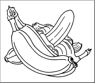 Clip Art: Fruit: Realistic Bananas B&W