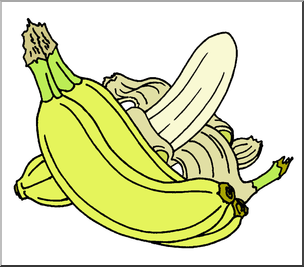 Clip Art: Fruit: Realistic Bananas Color 1