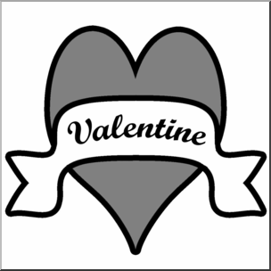 Clip Art: Banner Heart Grayscale
