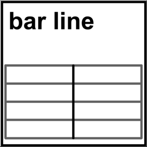 Clip Art: Music Notation: Bar Line B&W Labeled