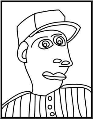 Clip Art: Abstract Portraits: Baseball Guy B&W