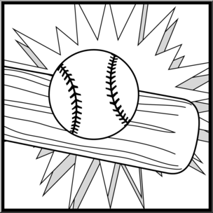 Clip Art: Sports Icon: Baseball 1 B&W