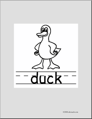 Clip Art: Basic Words: Duck B/W (poster)
