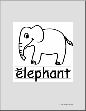 Clip Art: Basic Words: Elephant B/W (poster)