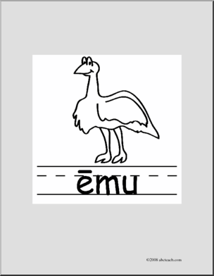 Clip Art: Basic Words: Emu B/W (poster)