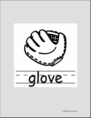 Clip Art: Basic Words: Glove B/W (poster)