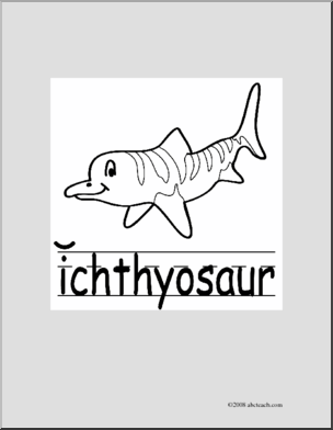 Clip Art: Basic Words: Ichthyosaur B/W (poster)