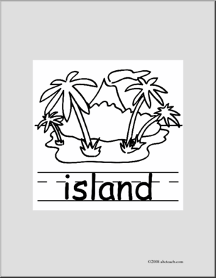 Clip Art: Basic Words: Island B/W (poster)