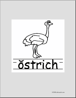 Clip Art: Basic Words: Ostrich B/W (poster)