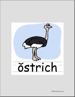 Clip Art: Basic Words: Ostrich Color (poster)