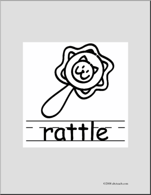 Clip Art: Basic Words: Rattle B/W (poster)