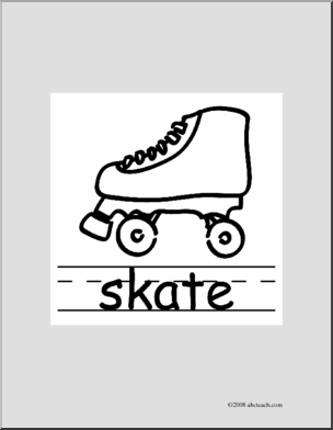 Clip Art: Basic Words: Skate B/W (poster)