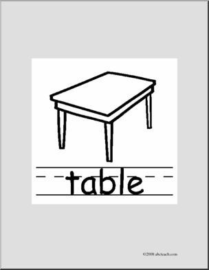 Clip Art: Basic Words: Table B/W (poster)