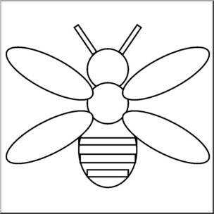 Clip Art: Basic Shapes: Bee B&W