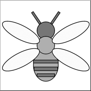 Clip Art: Basic Shapes: Bee Grayscale