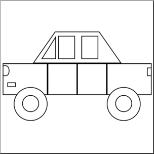 Clip Art: Basic Shapes: Car B&W