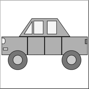 Clip Art: Basic Shapes: Car Grayscale