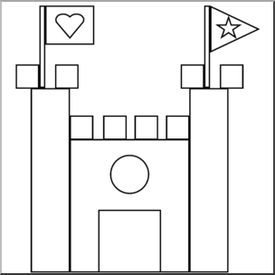 Clip Art: Basic Shapes: Castle B&W
