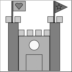 Clip Art: Basic Shapes: Castle Grayscale