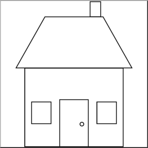 Clip Art: Basic Shapes: House 1 B&W
