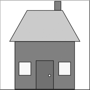 Clip Art: Basic Shapes: House 1 Grayscale