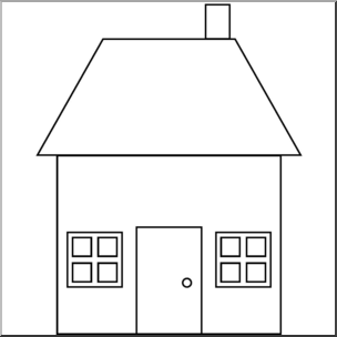 Clip Art: Basic Shapes: House 2 B&W