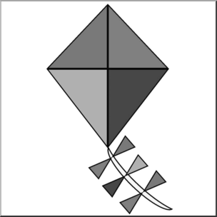 Clip Art: Basic Shapes: Kite 1 Grayscale