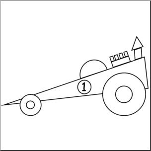 Clip Art: Basic Shapes: Race Car B&W