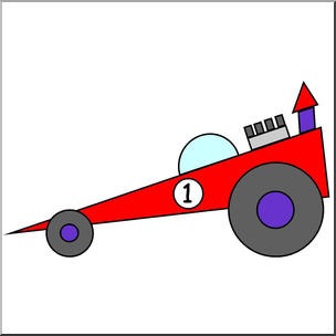 Clip Art: Basic Shapes: Race Car Color